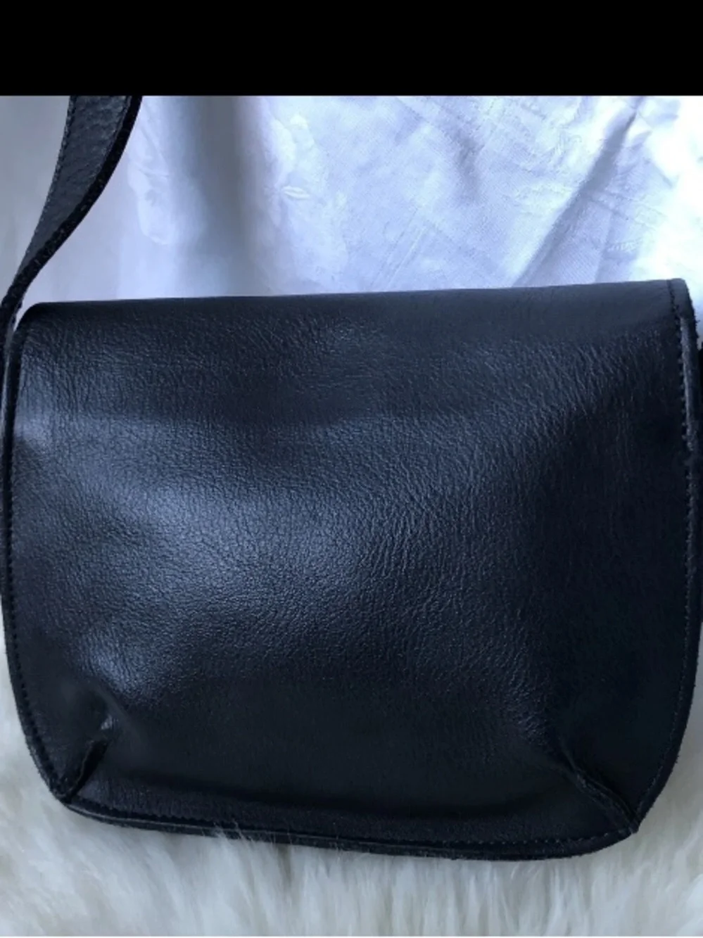 Eileen Fisher Crossbody Black Leather Mini Handbag Purse Adjustable Strap